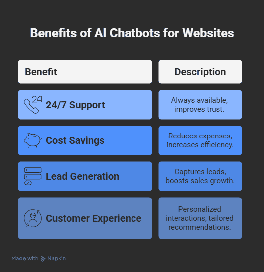 Benefits of Using AI Chatbots for Websites